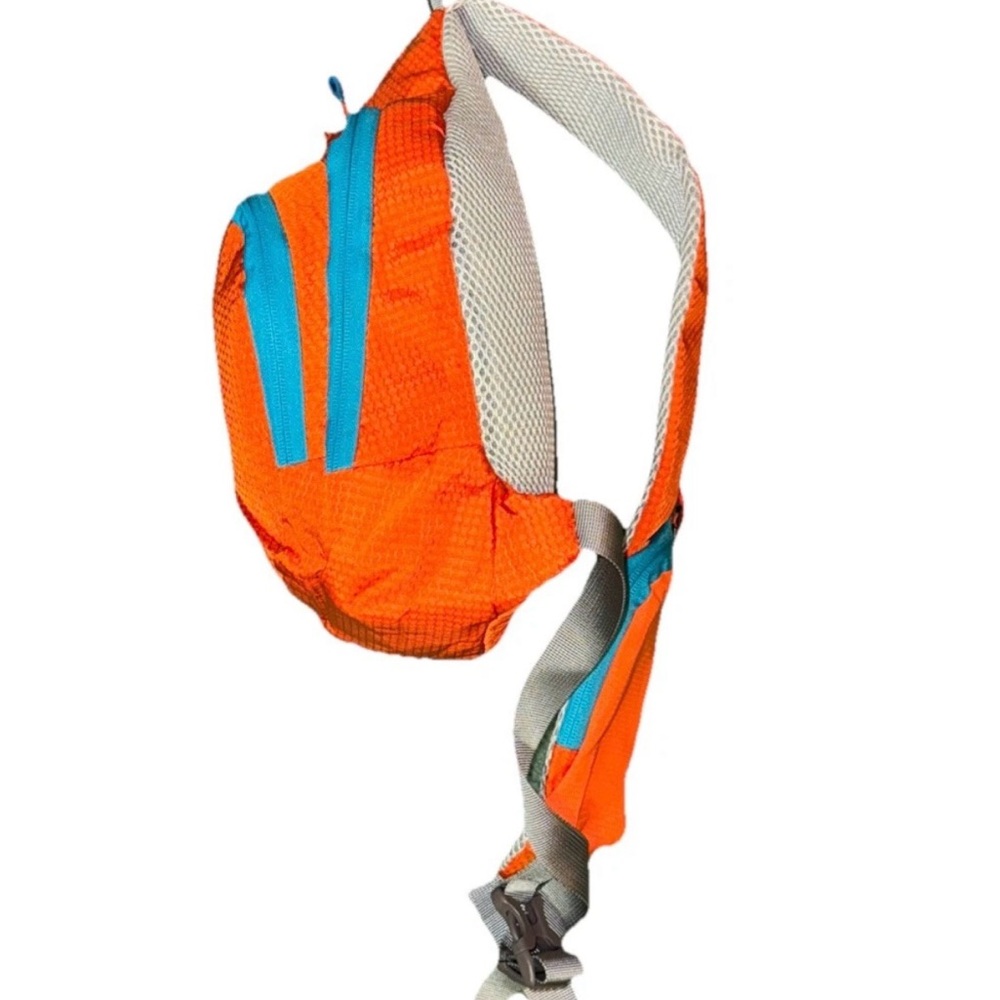 Vibrant Orange Sling Backpack with Blue Accents